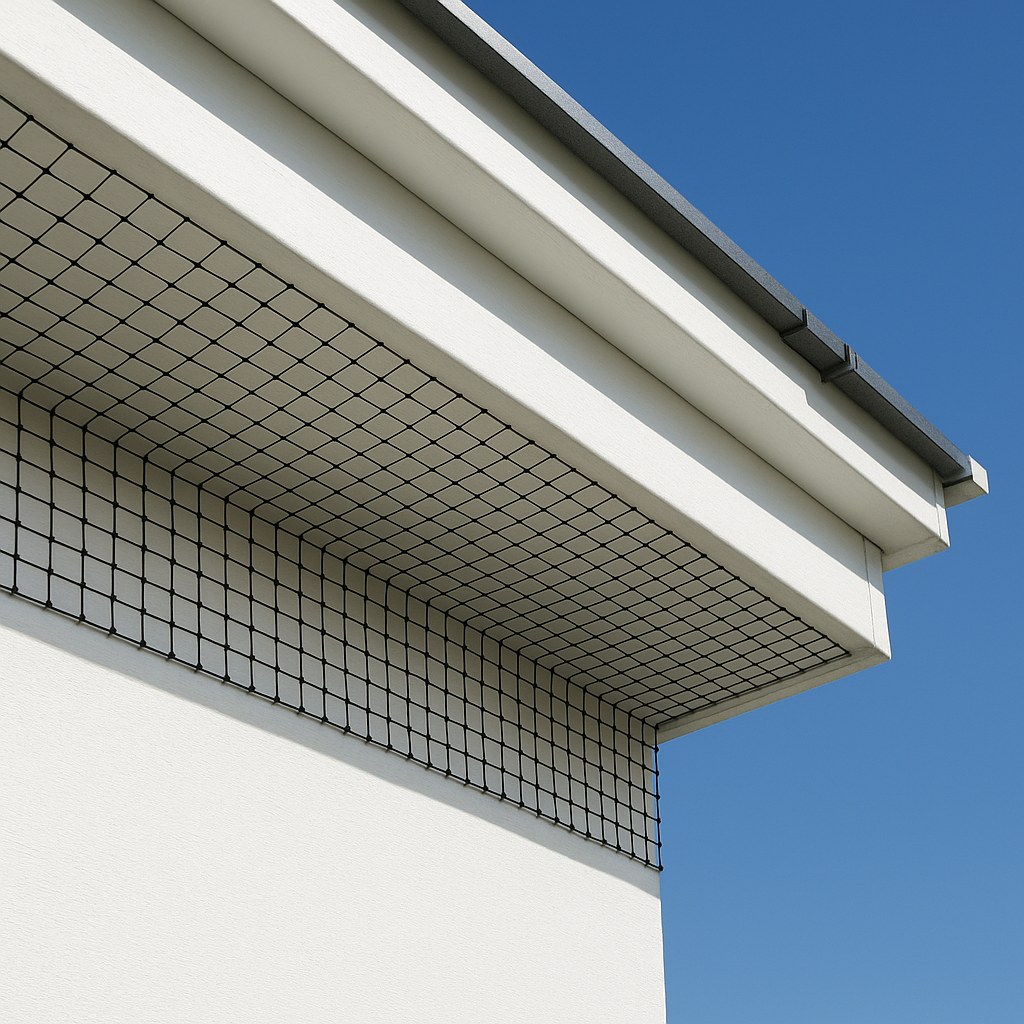 Bird netting under eaves