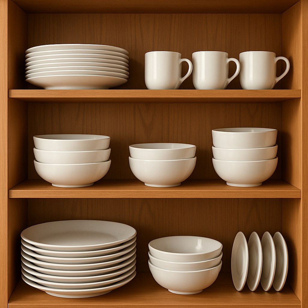 cabinet with straight level shelves