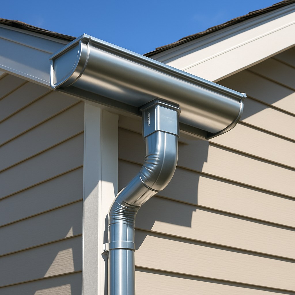 Clean gutter system on sunny day