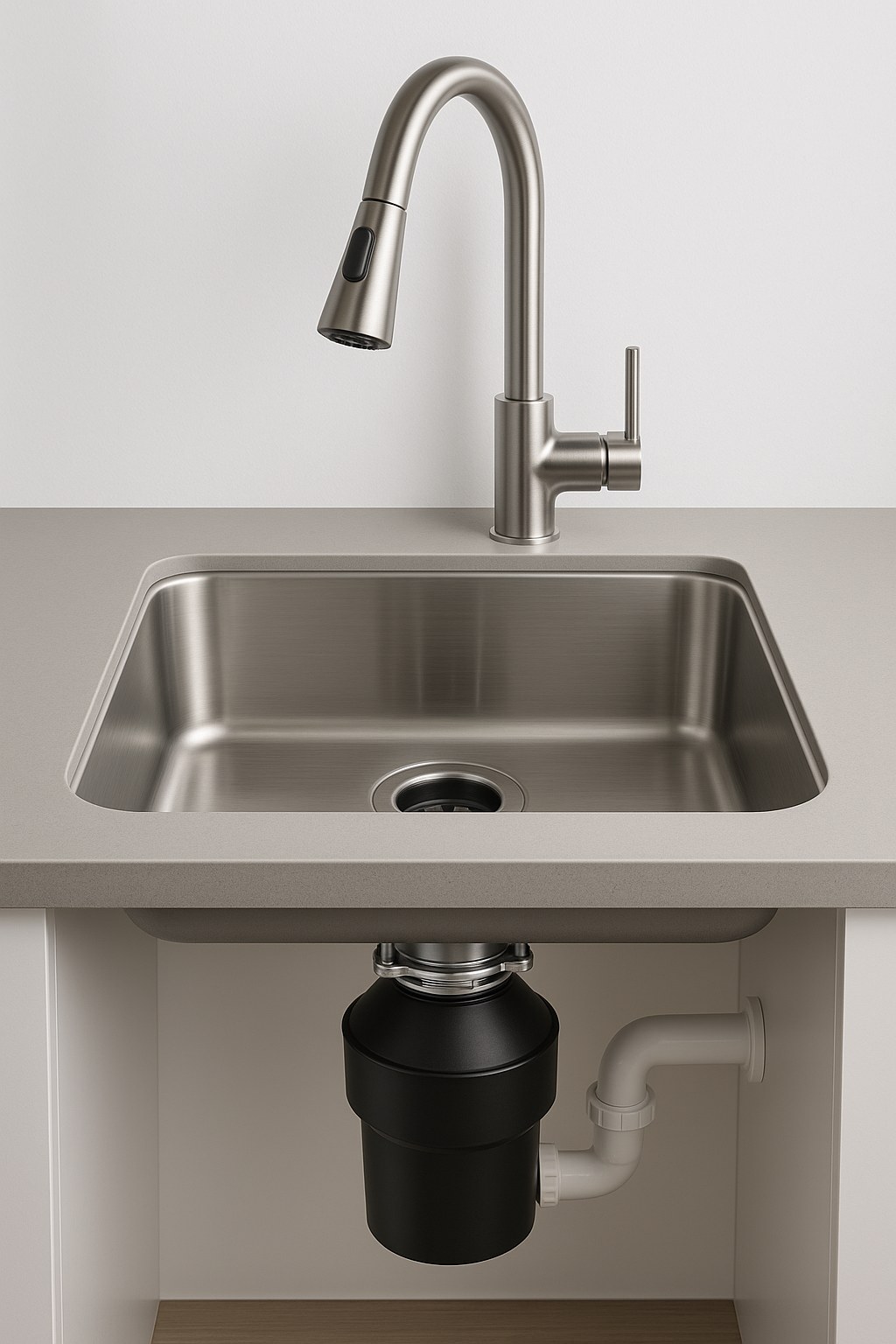 clean modern kitchen sink disposal