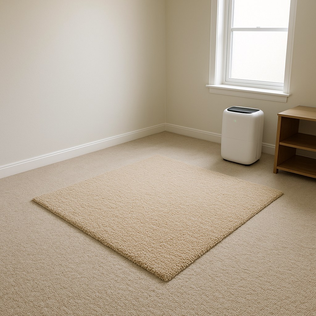 Clean room new carpet and dehumidifier