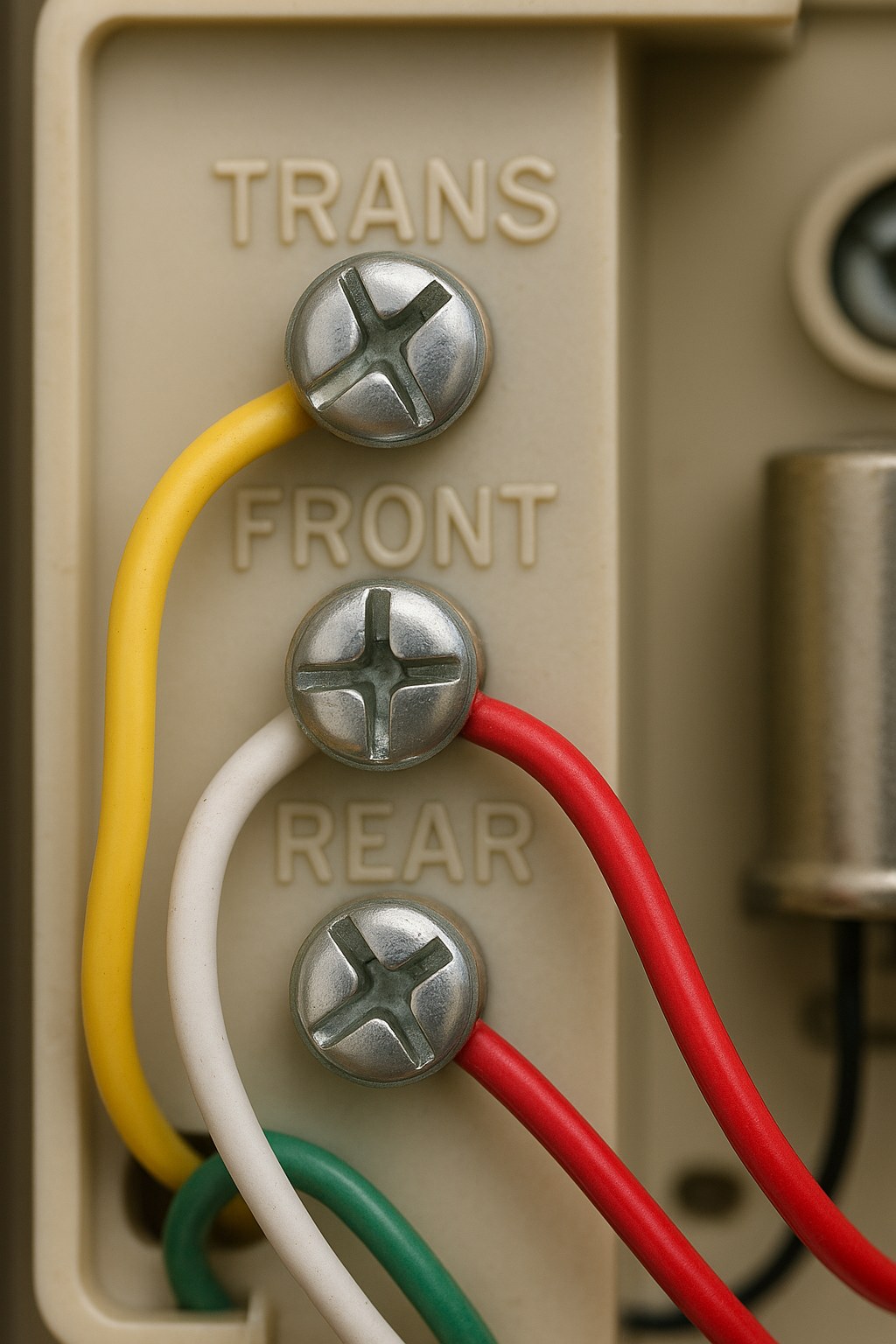 close up doorbell wiring terminal labels