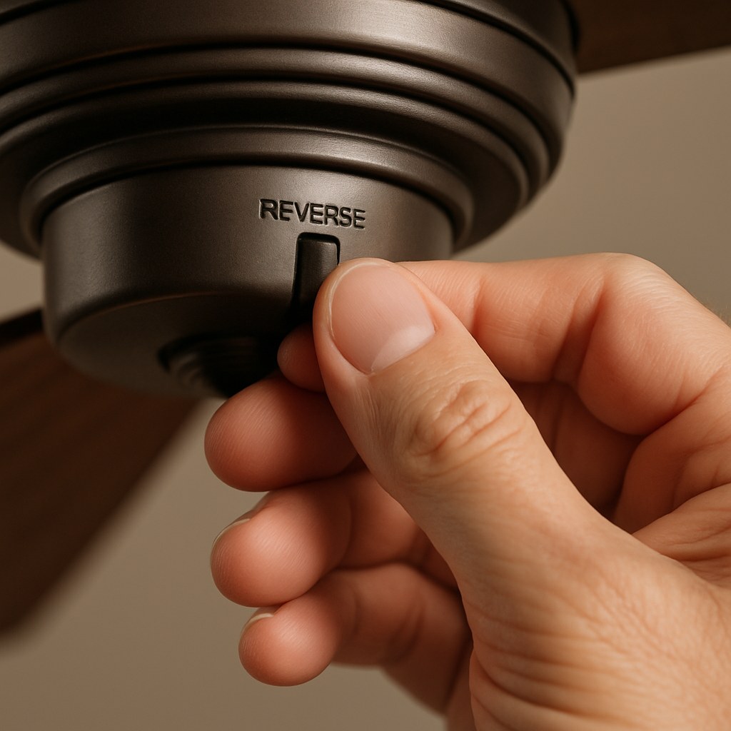 close up hand flipping fan switch