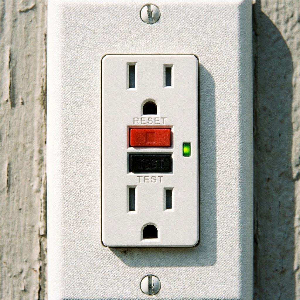 Close up of GFCI outlet buttons