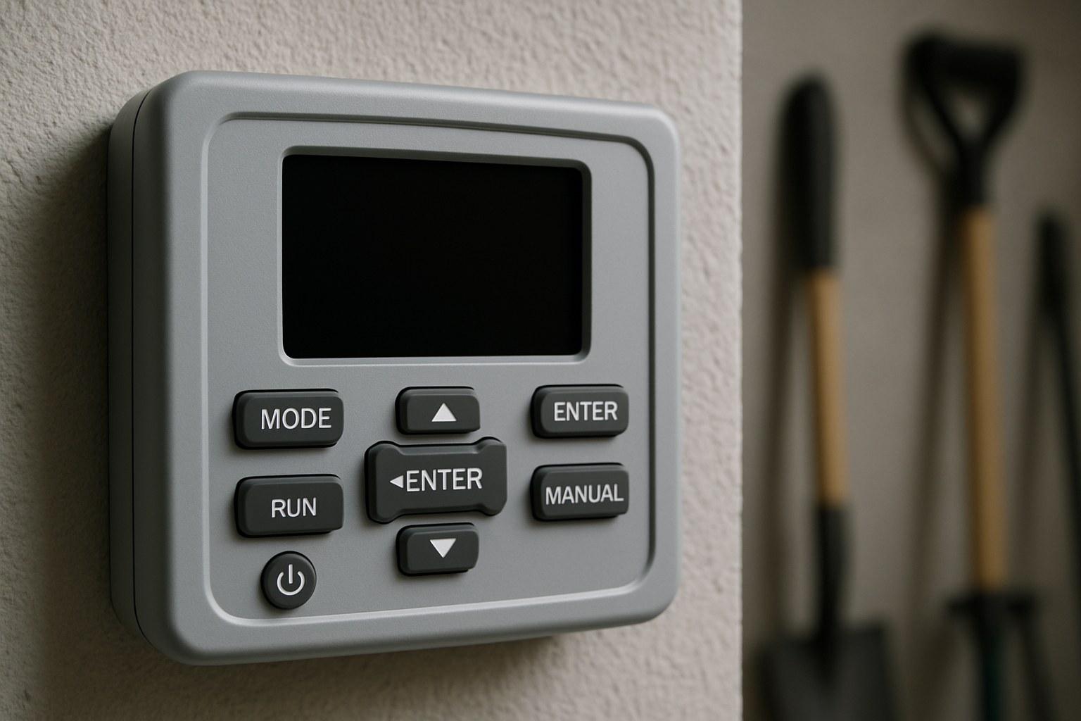 close up of modern sprinkler timer