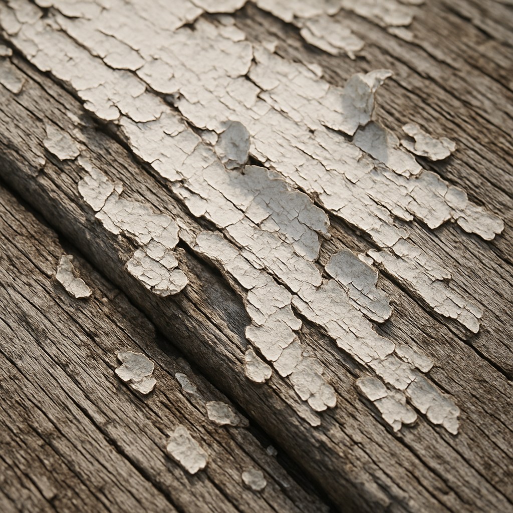 Close up of peeling deck board