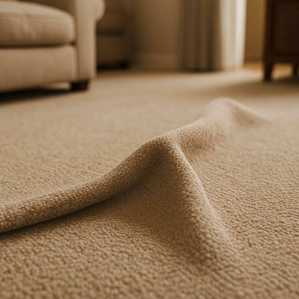 close up of wrinkle on beige carpet