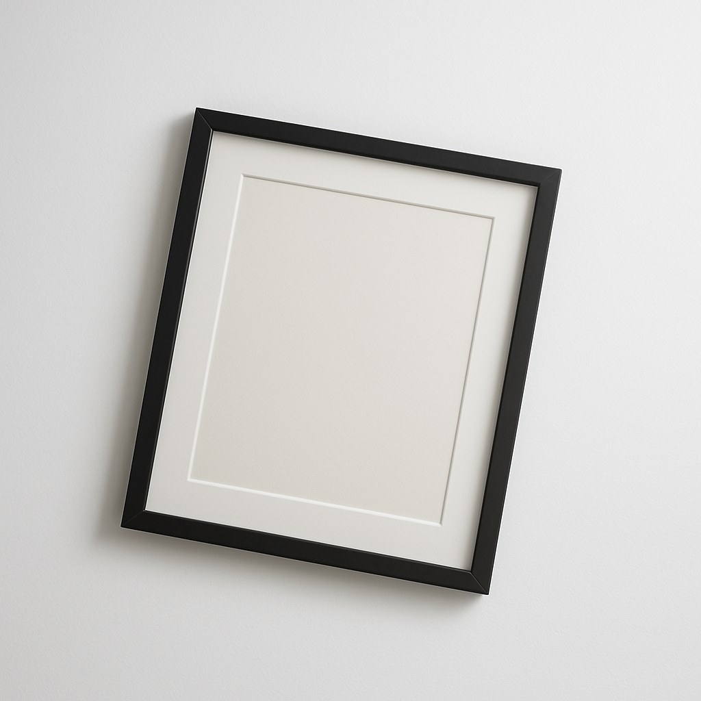 Crooked picture frame on modern wall