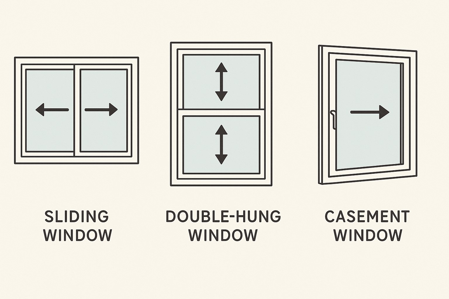 diagram of three window types