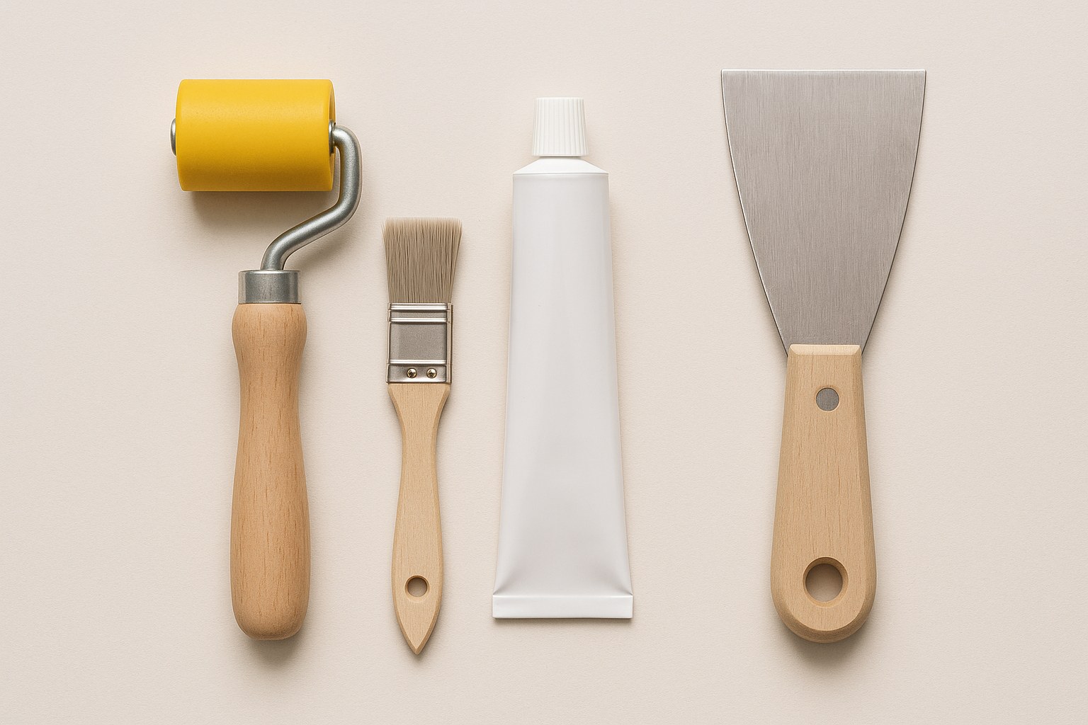flat lay wallpaper repair tools
