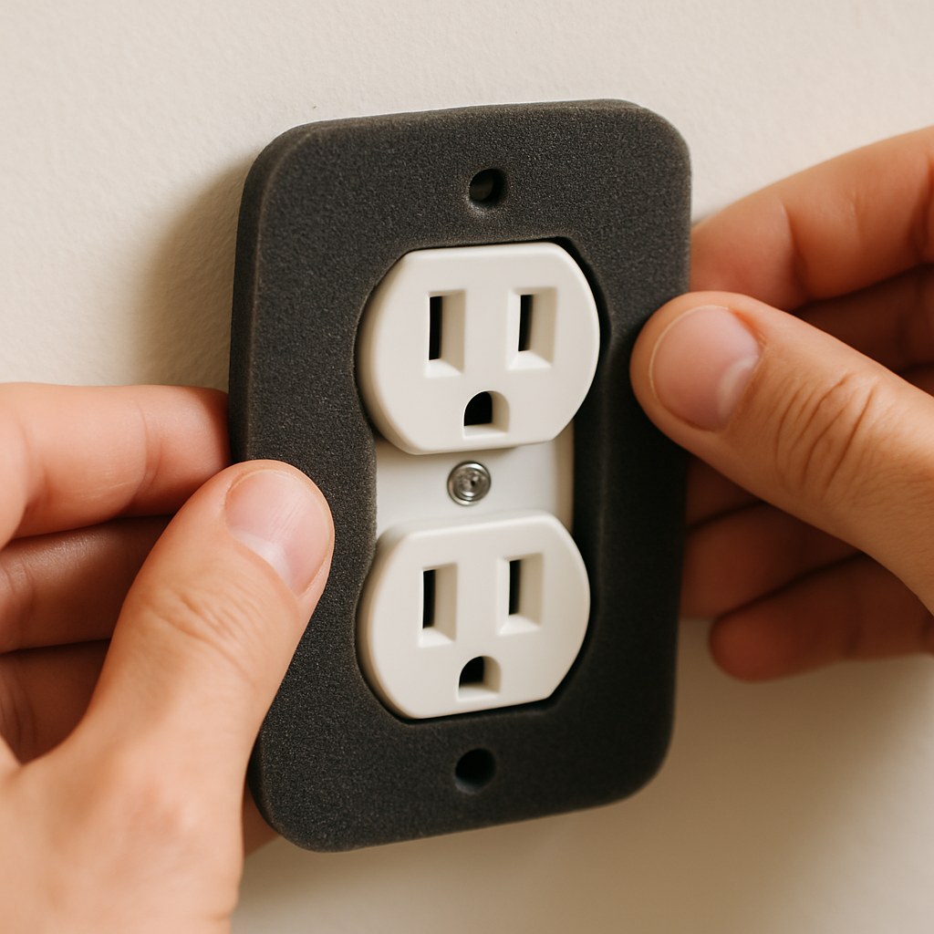 Foam gasket on electrical outlet