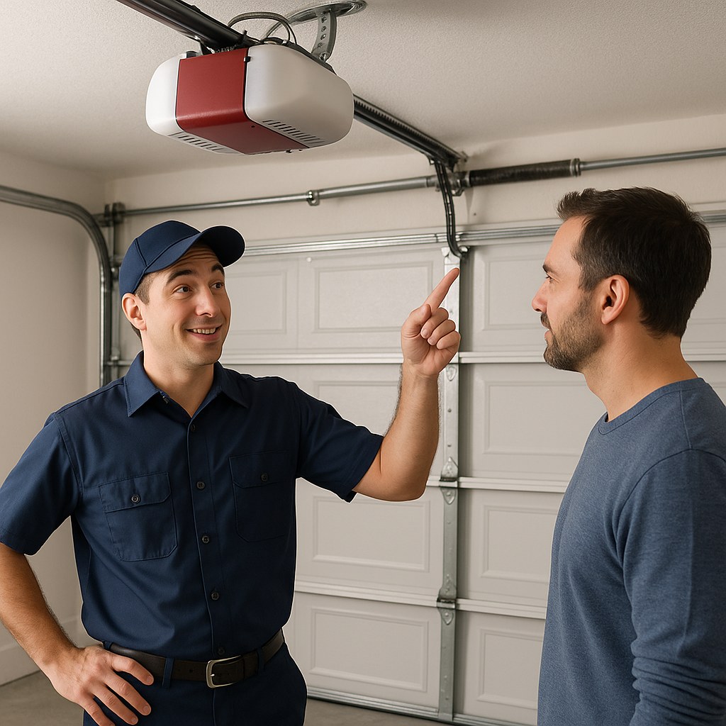 Garage door technician explains opener mechanism