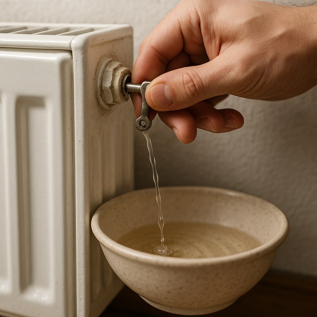 hand bleeds radiator water into bowl