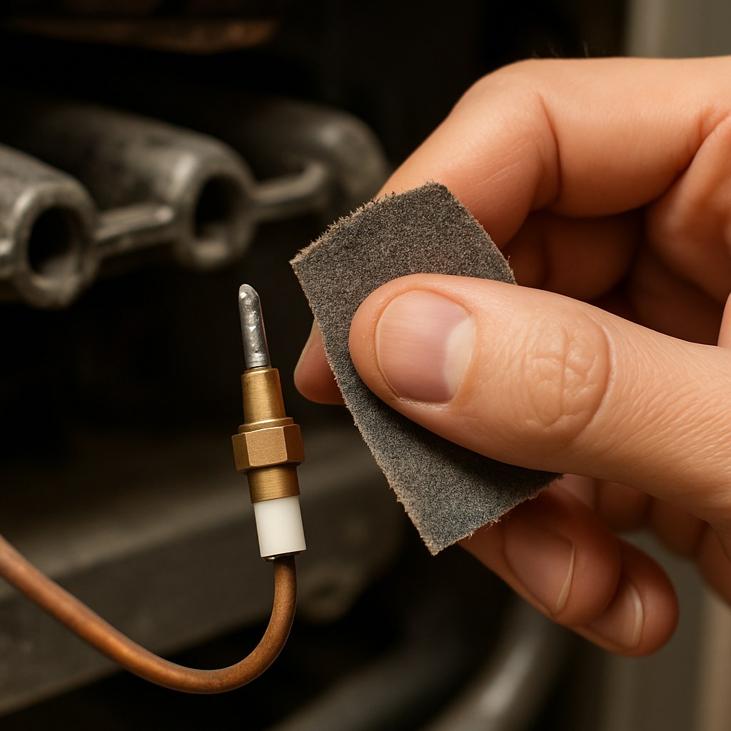 hand cleaning furnace thermocouple