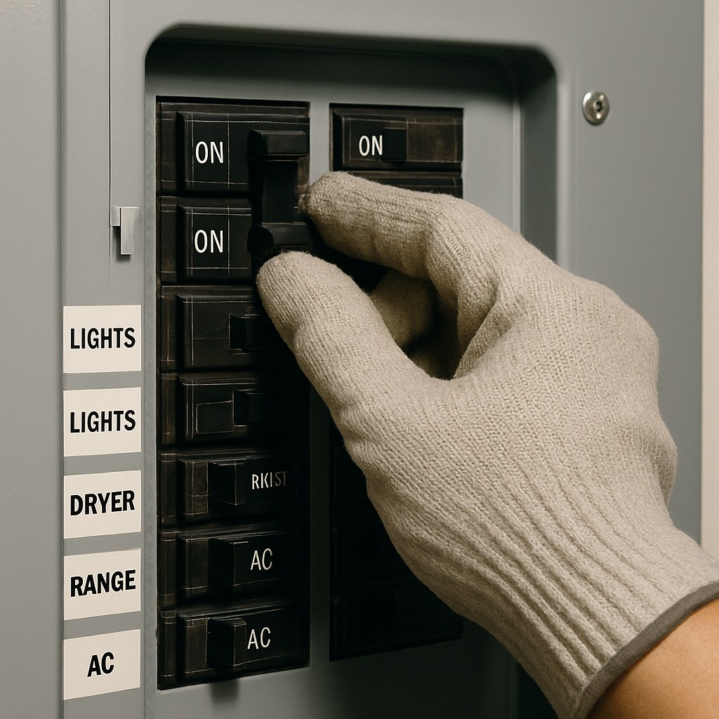 Hand flipping circuit breaker panel