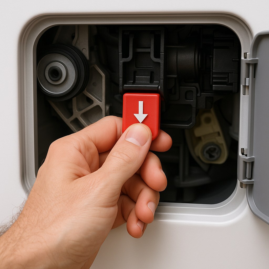 hand pulling washer access tab