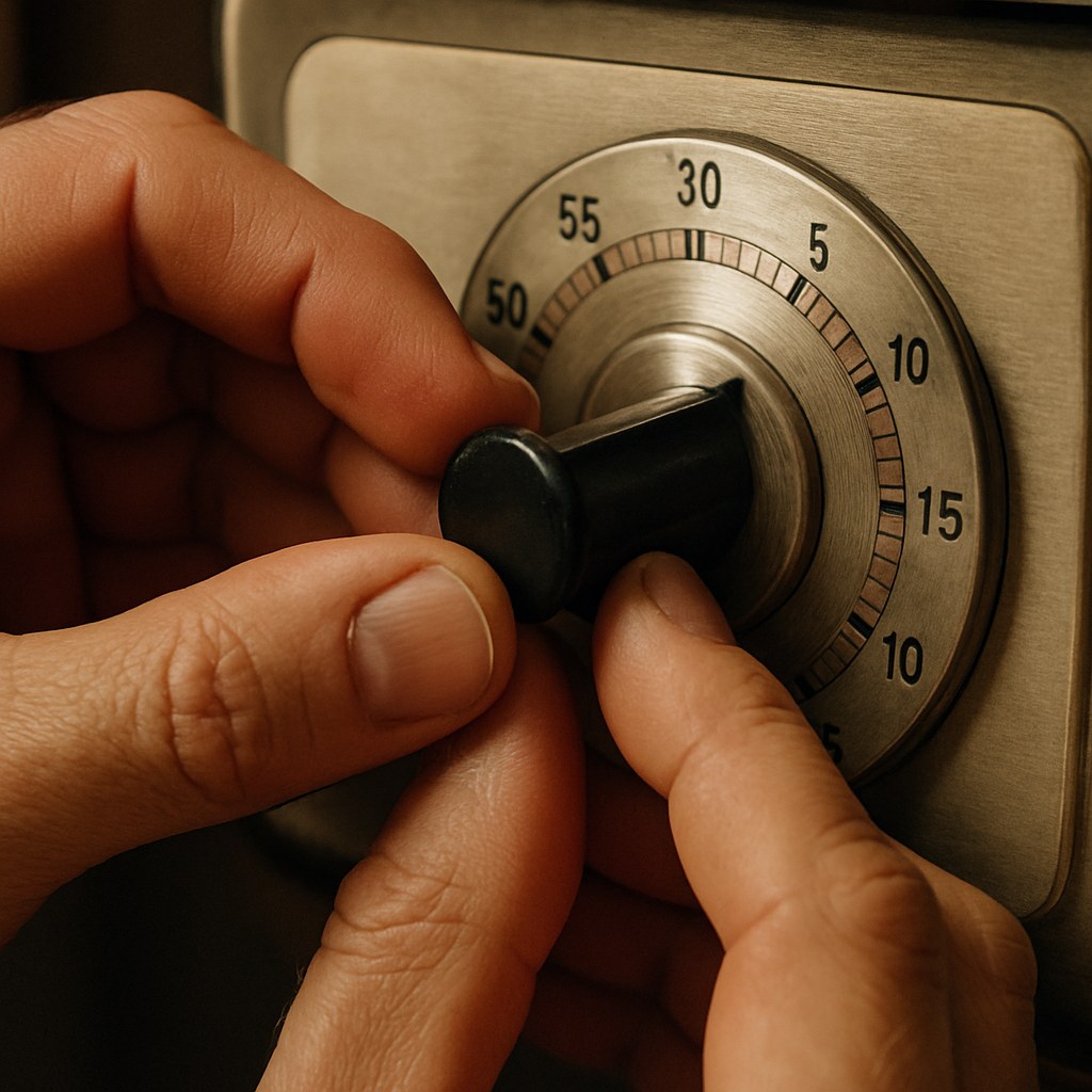hands removing knob from timer dial