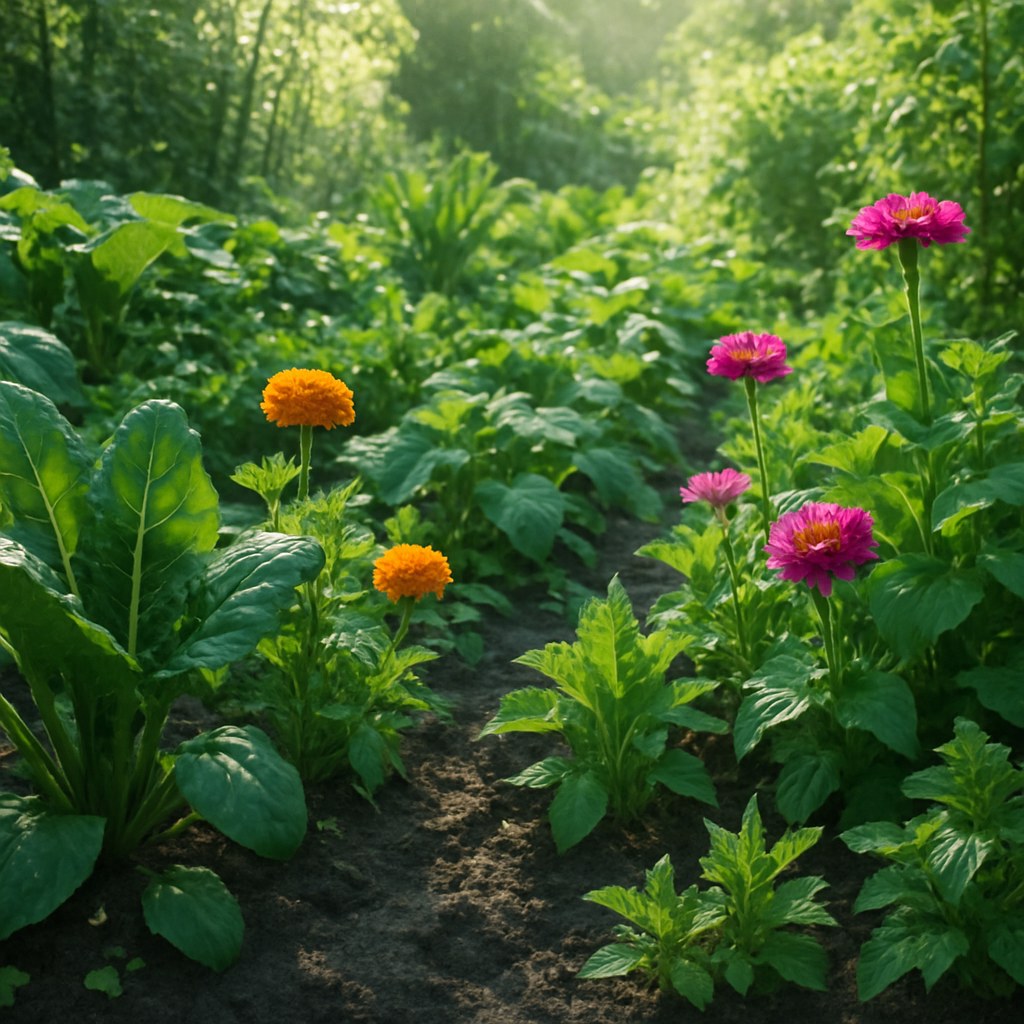 healthy thriving garden with lush plants