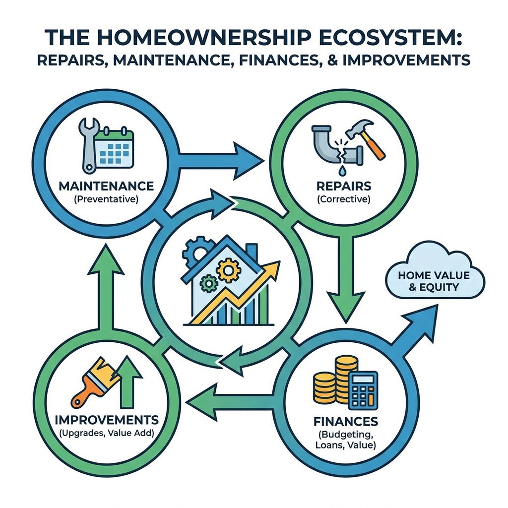 Home repair maintenance finance diagram