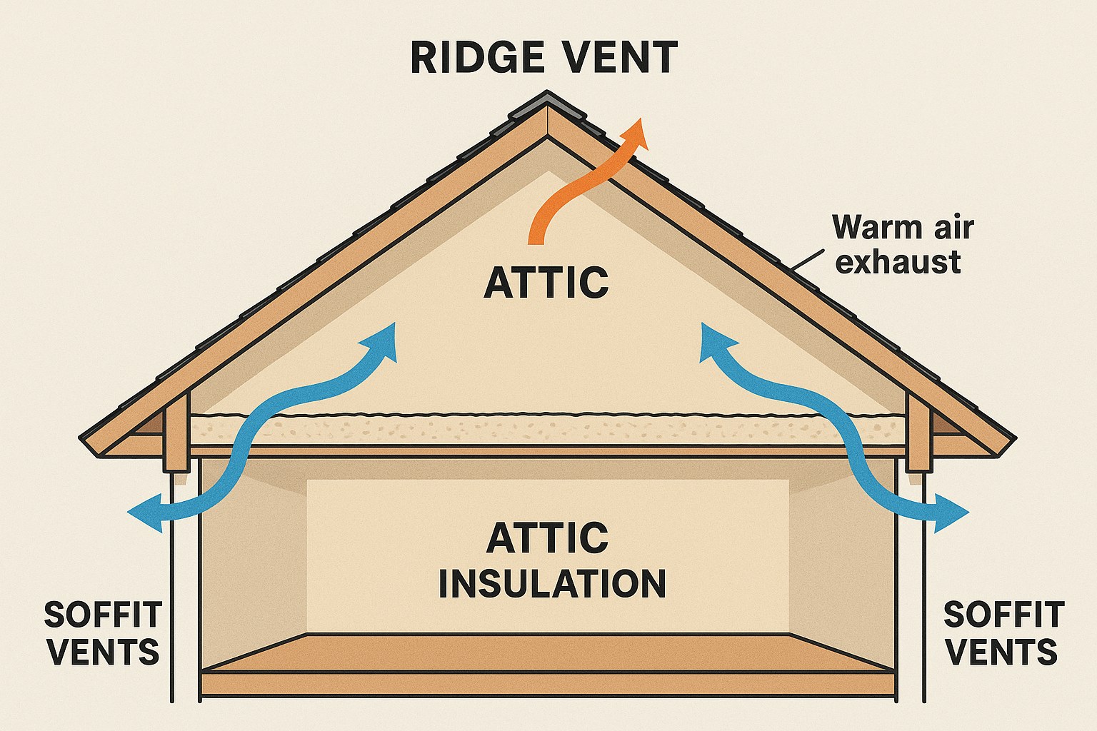House cross section attic ventilation diagram