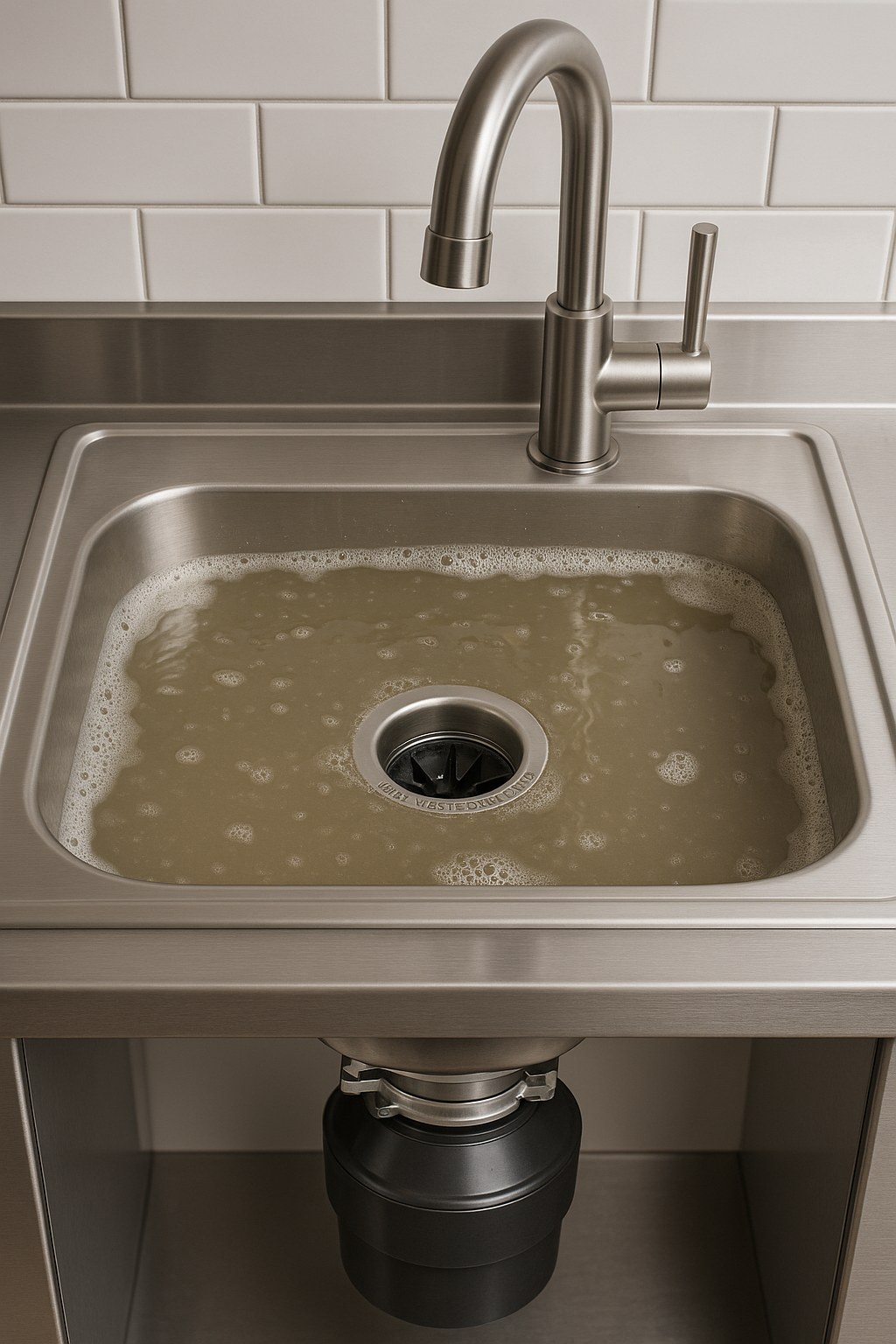 Kitchen sink with dirty water backup