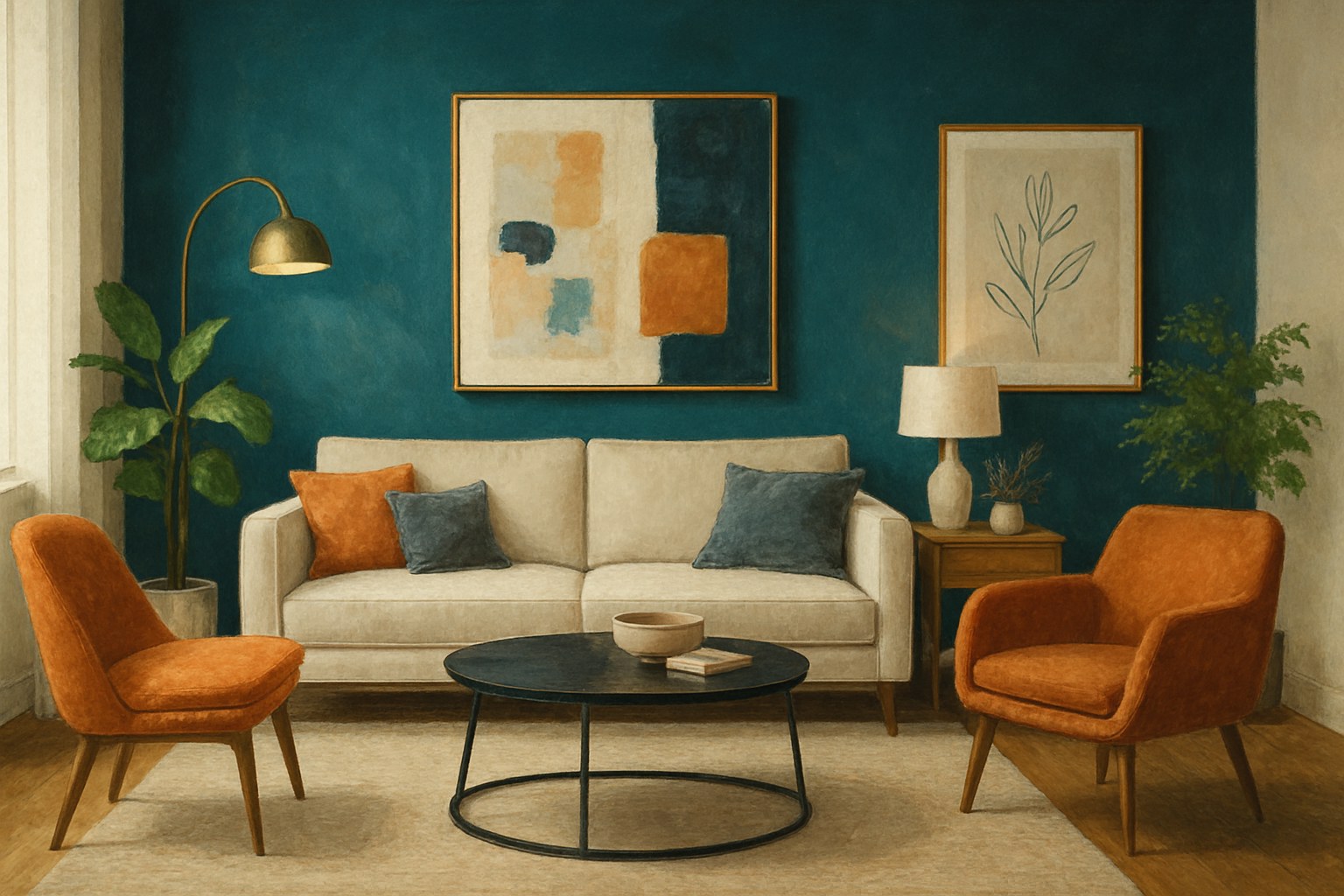 modern living room with feature wall