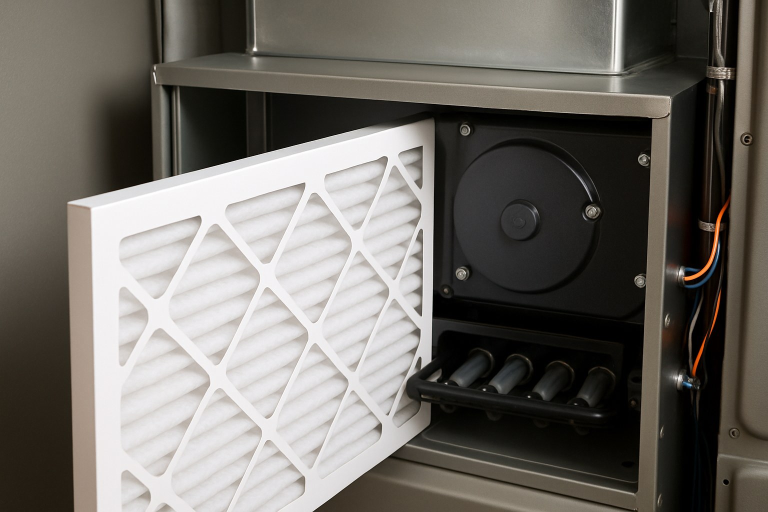 New furnace filter inserted in unit