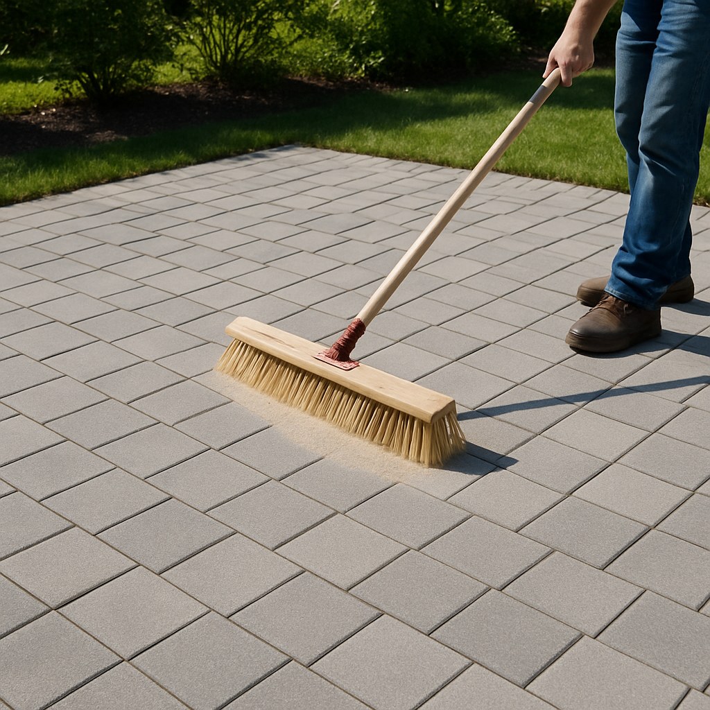 perfect paver patio swept with sand