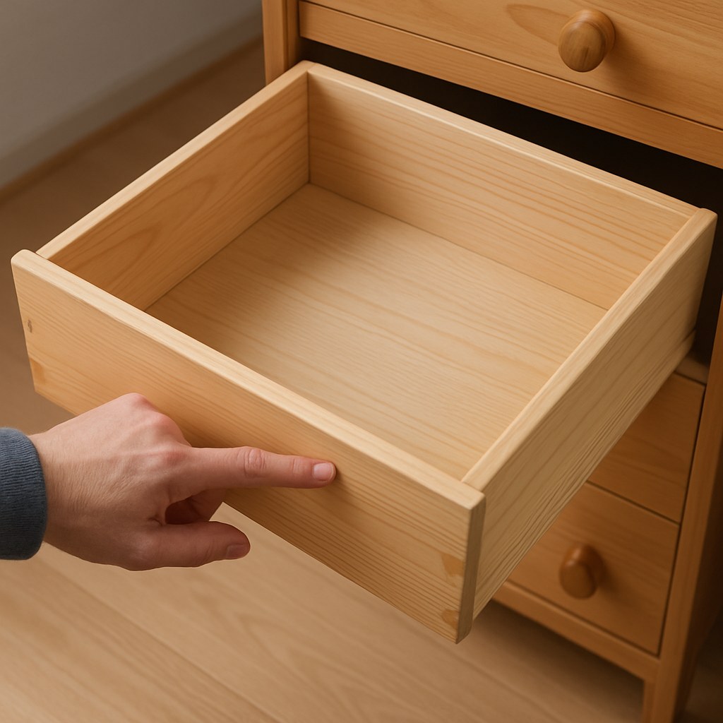 Person examining empty drawer groove