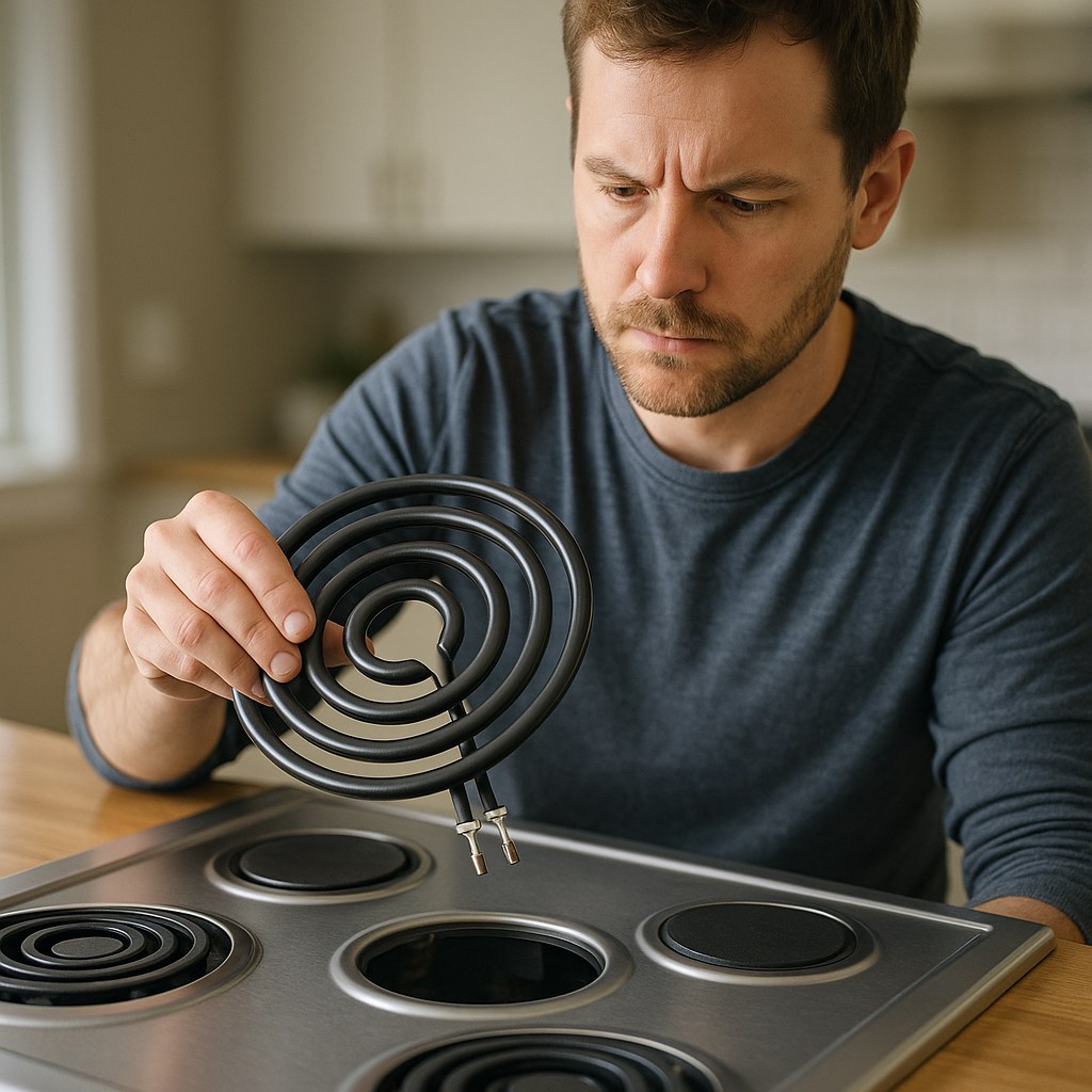 person removes coil heating element