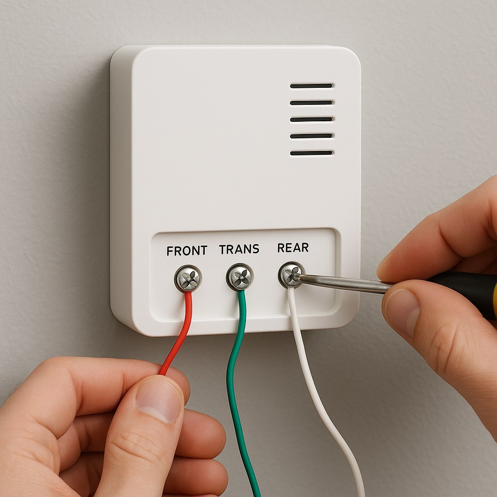 Person wiring mounted doorbell chime