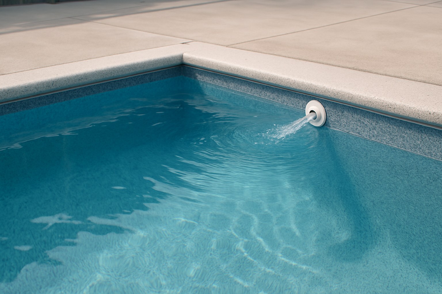 realistic pool with weak water jet
