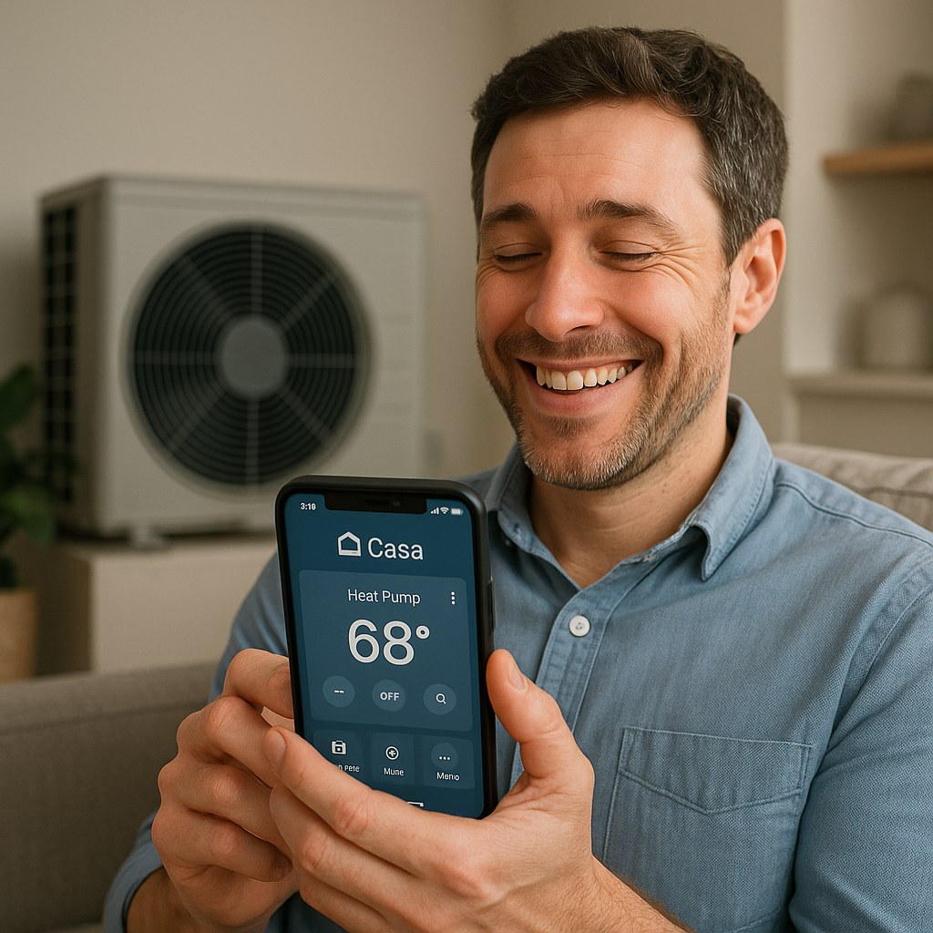 smiling person using casa app