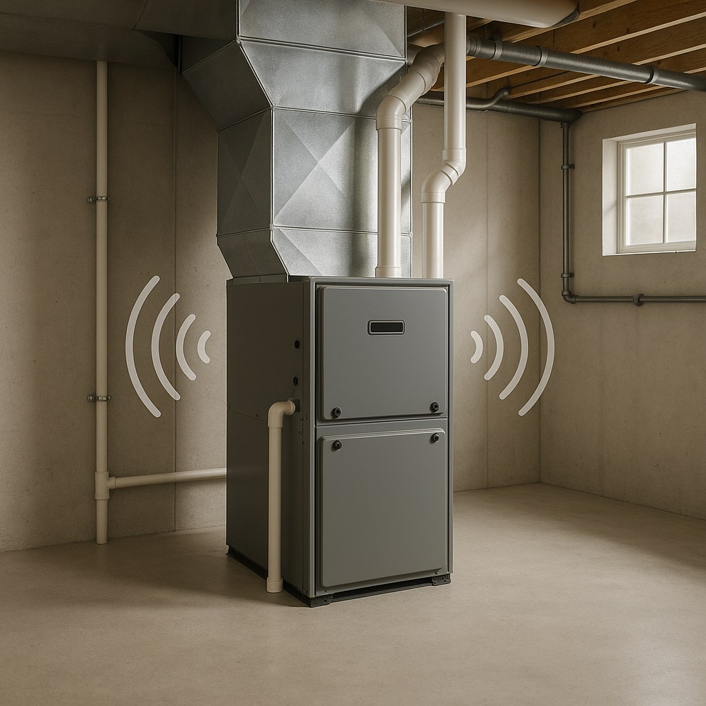 Sound waves from furnace in basement