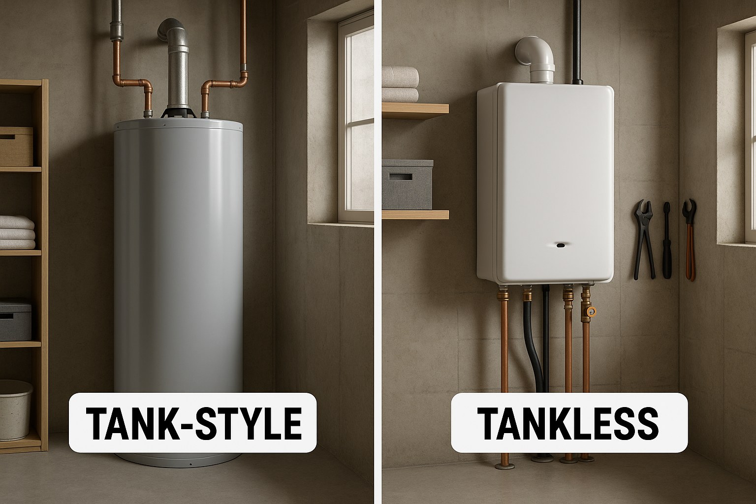 Tank style vs tankless heater comparison