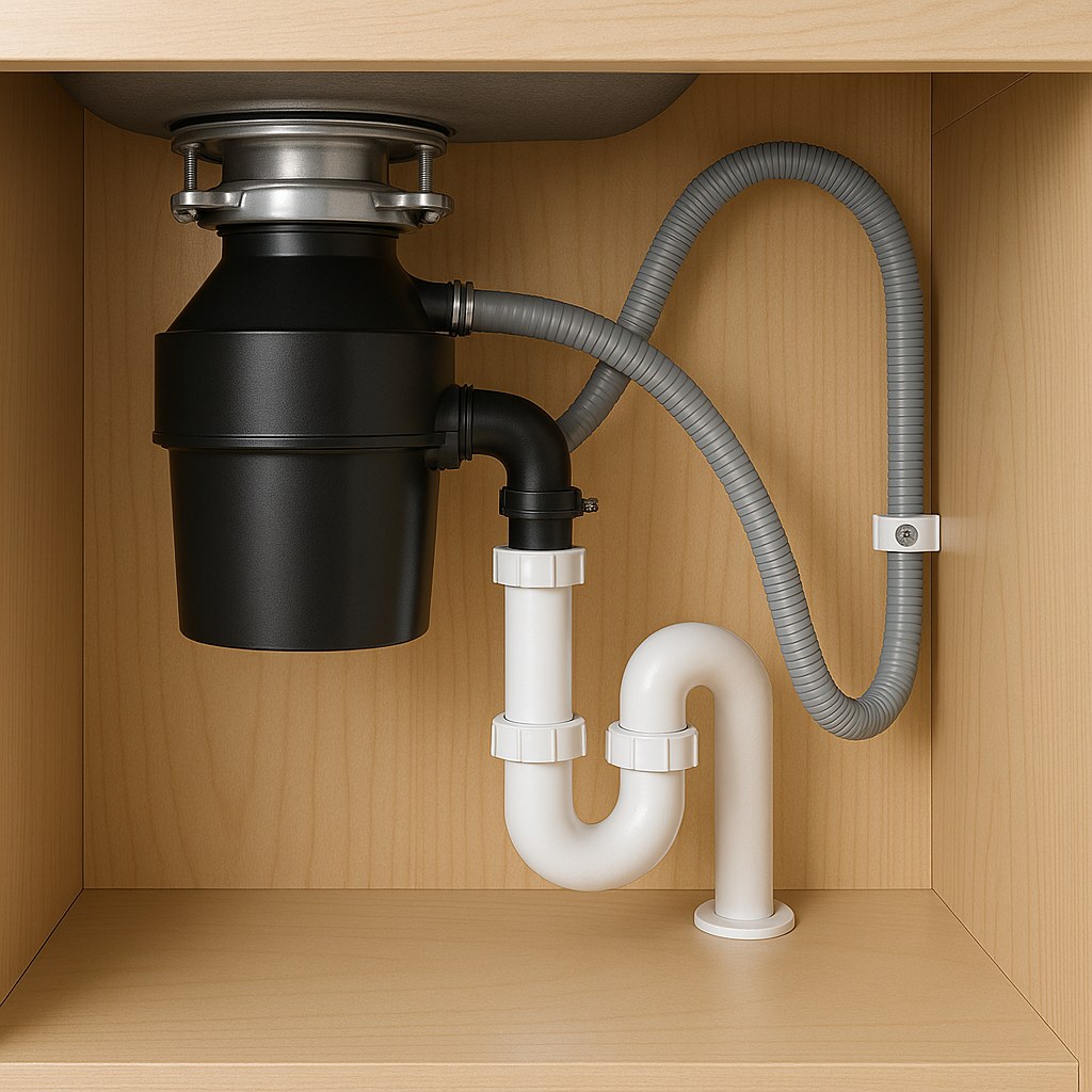 Under sink dishwasher high loop disposal