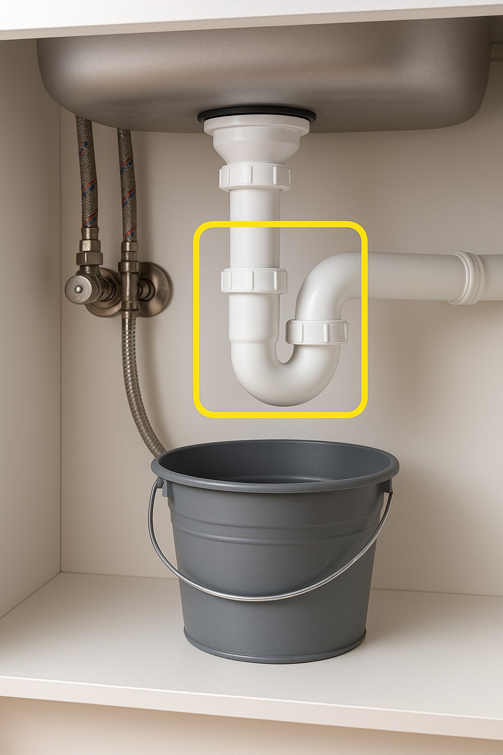 Under sink ptrap with bucket
