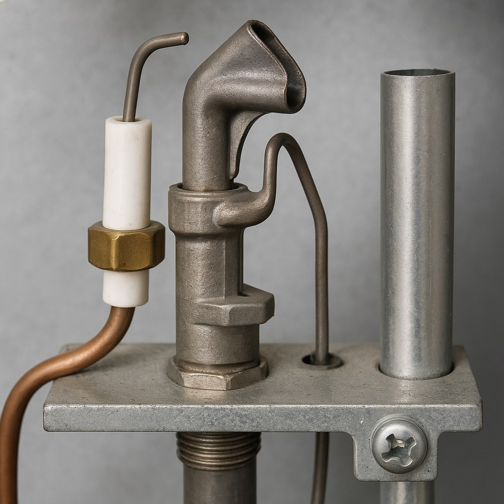 unlit furnace pilot light closeup