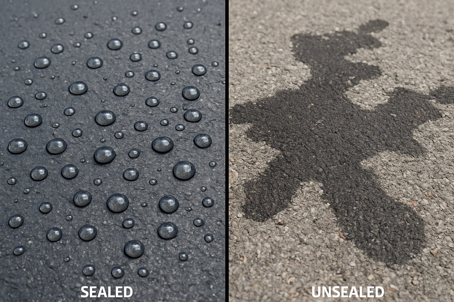 Water on sealed and unsealed driveway