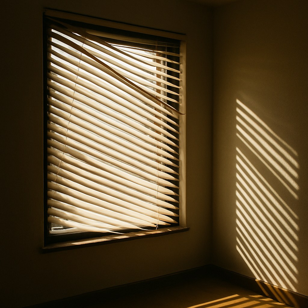 wide shot of angled window blinds