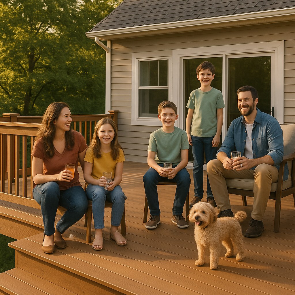 Wide shot safe deck with family