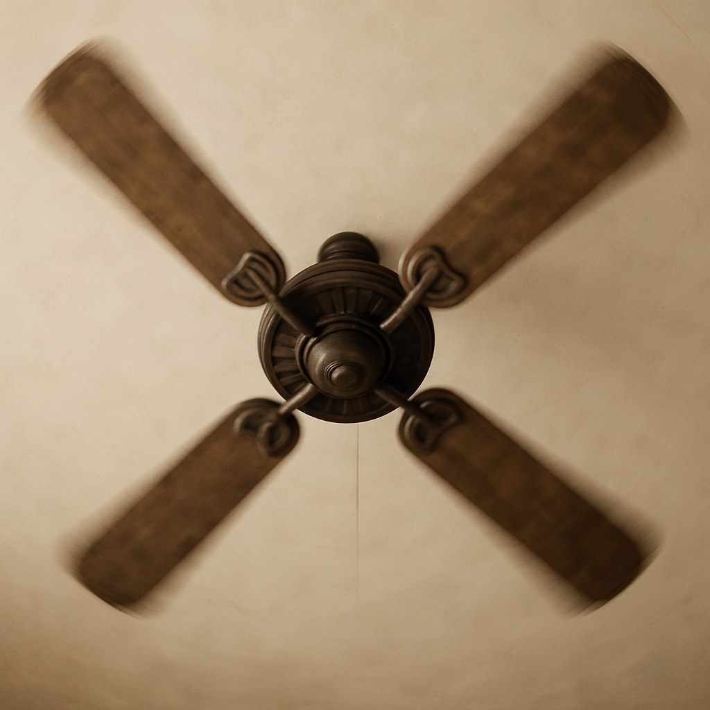 Wobbly ceiling fan with motion blur