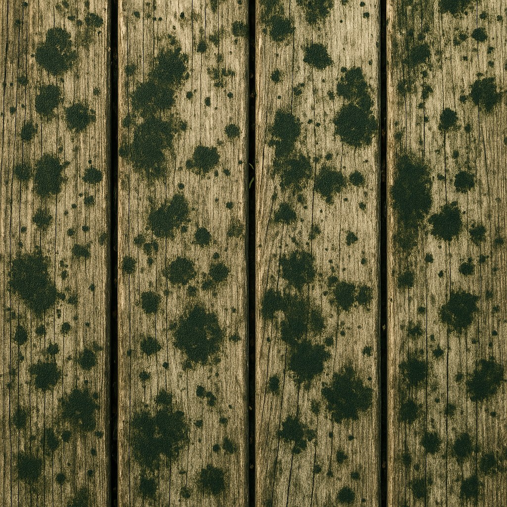 wooden deck with mold spots